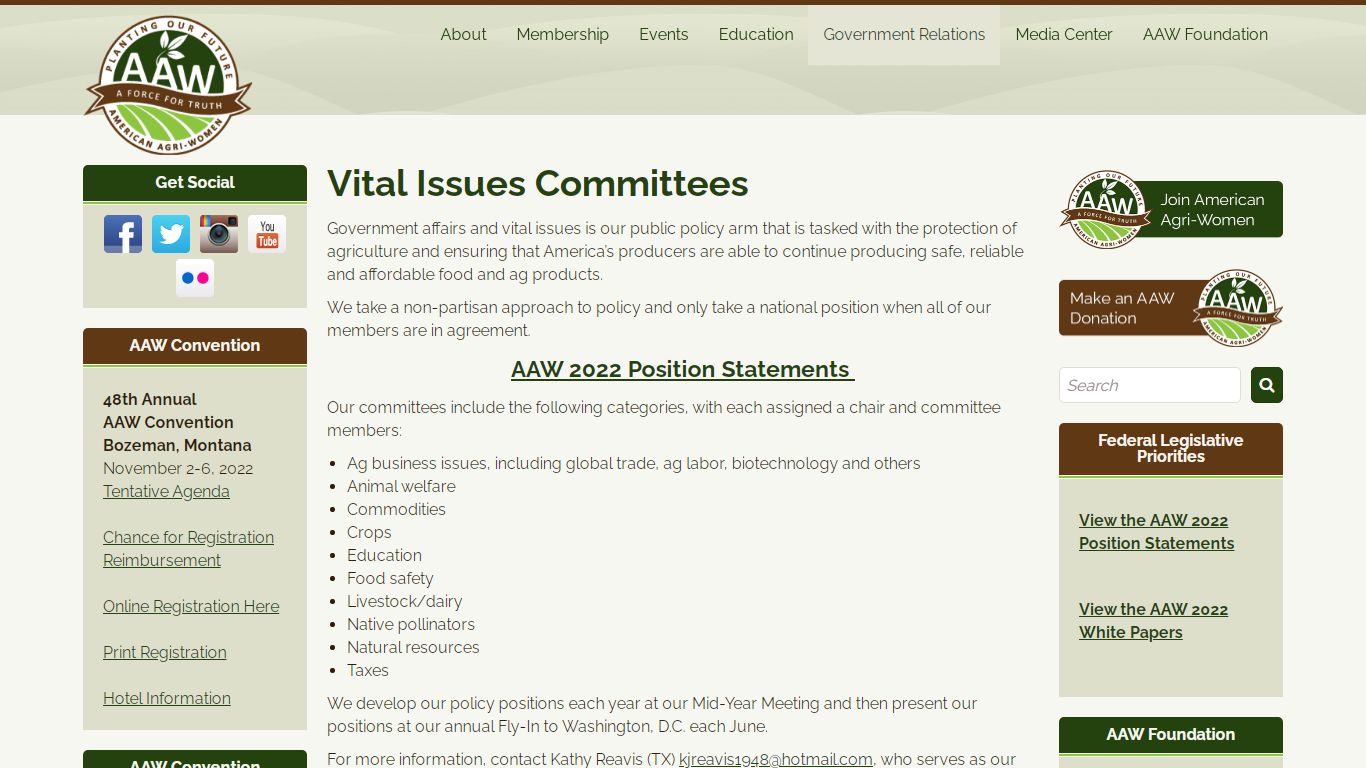 Vital Issues Committees - American Agri-Women